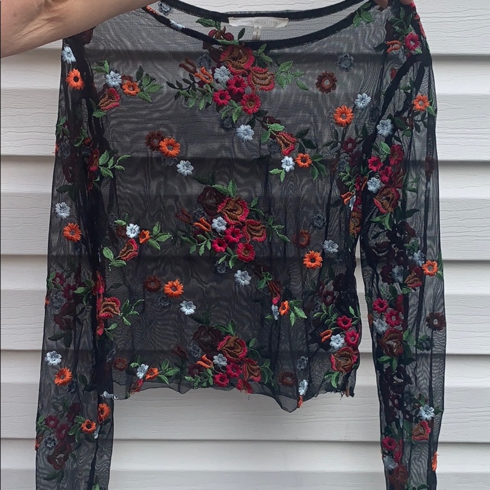 urban outfitters flower mesh shirt